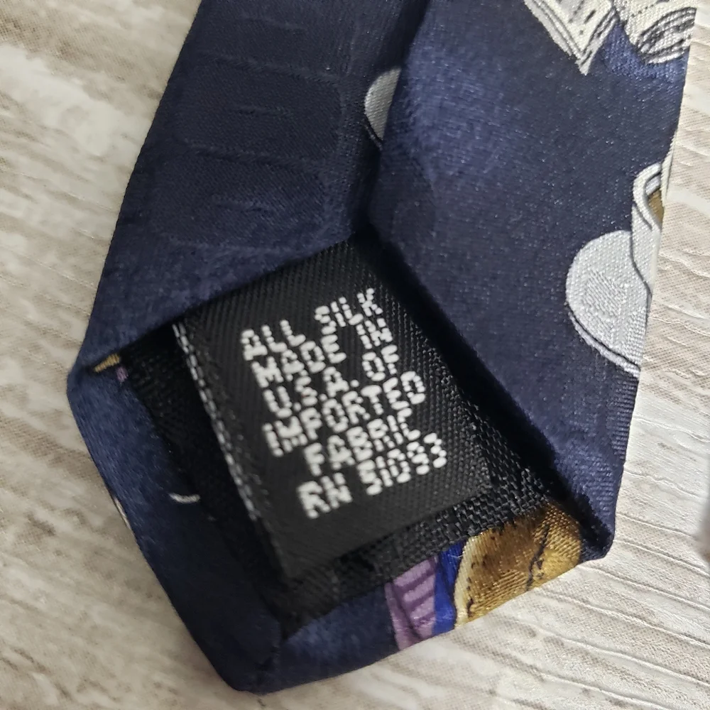 Sabatini Mens All Silk Tie Coffee Newspapers Bagel Life is Good Prints
